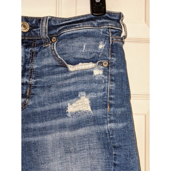 American Eagle Denim Shorts Super Stretch‎ Distressed Cuffed Blue Size 8 - Picture 5 of 7